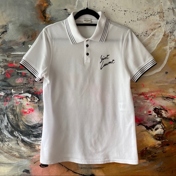 Yves Saint Laurent Polo White and Black Piqué - Picture 5 of 5